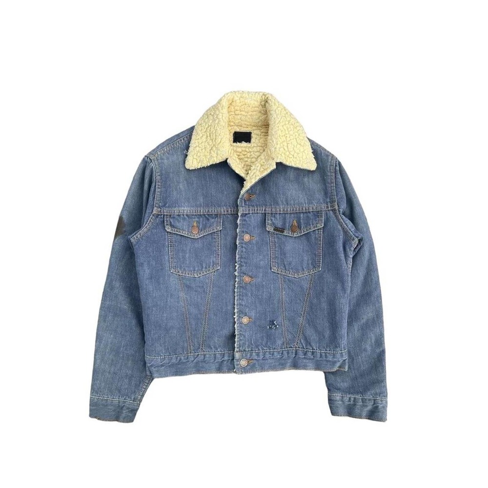 Vintage 60s 70s Roebucks Sherpa Lined Denim Trucker Jacket
